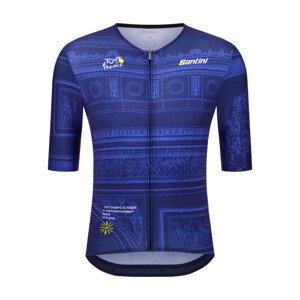 SANTINI Cyklistický dres s krátkym rukávom - TDF ARRIVÉE ARC DE TRIOMPHE - modrá XL