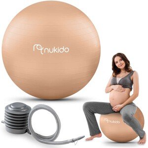nukido Tehotenská fitness lopta na aerobik 65 cm + pumpa Neo Sport NS-951- béžová