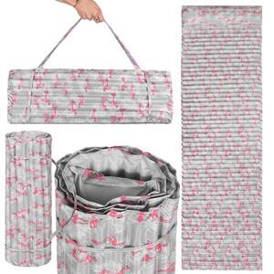 SPRINGOS Plážová podložka s vankúšom 180x60 cm plameniak PM0018, sivá