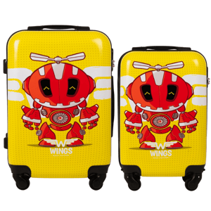 Sada detských kufrov WINGS KIDS robot žltý S+XS
